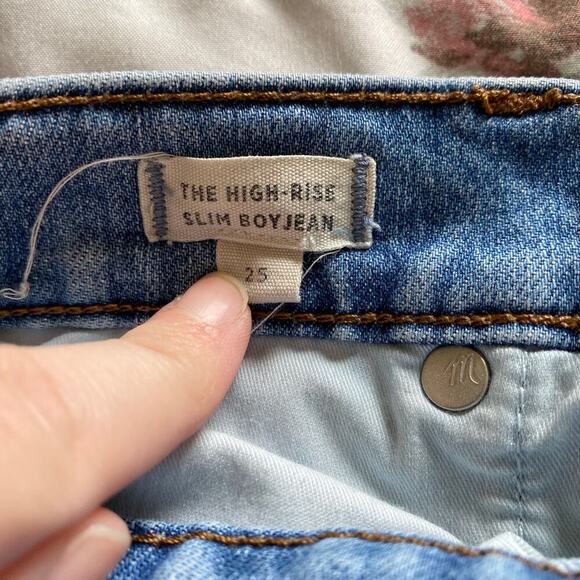 MADEWELL The High-Rise Slim Boyjean in Raebrook Wash Two Tone Stretch Size 25 - Picture 9 of 11